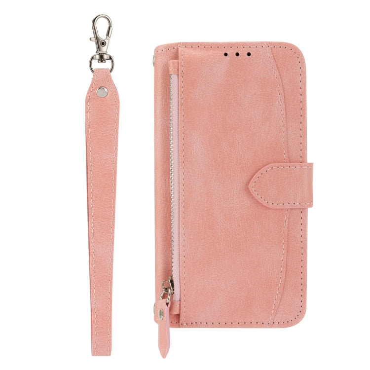 For iPhone 16 Pro Max Oil Skin Zipper Wallet Leather Phone Case(Pink) - iPhone 16 Pro Max Cases by buy2fix | Online Shopping UK | buy2fix