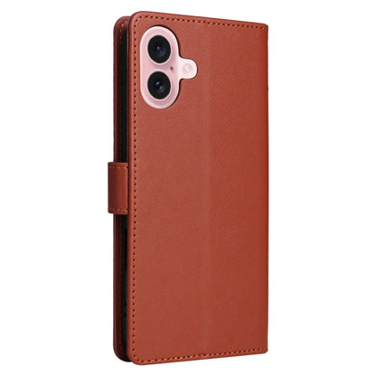 For iPhone 16 Multifunctional Horizontal Flip Leather Phone Case with Three Card Slots(Brown) - iPhone 16 Cases by buy2fix | Online Shopping UK | buy2fix