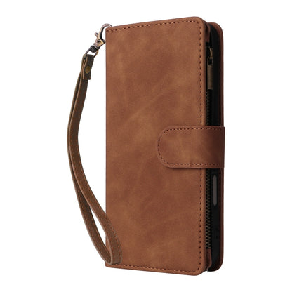 For iPhone 16 Crossbody Multi-card Slot Wallet Zipper Leather Phone Case(Brown) - iPhone 16 Cases by buy2fix | Online Shopping UK | buy2fix