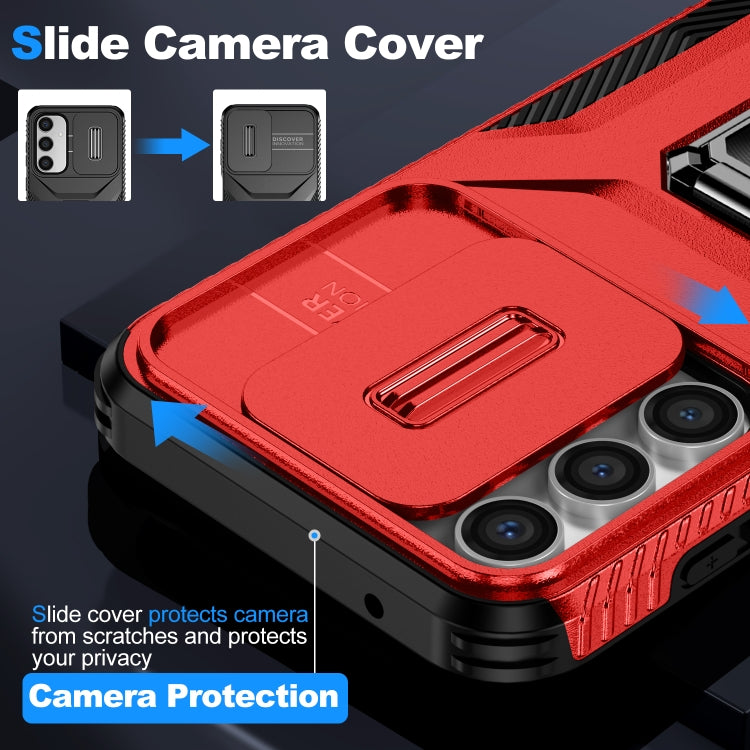 For Samsung Galaxy S23 FE 5G Sliding Camshield Holder Phone Case(Red) - Galaxy S23 FE 5G Cases by buy2fix | Online Shopping UK | buy2fix