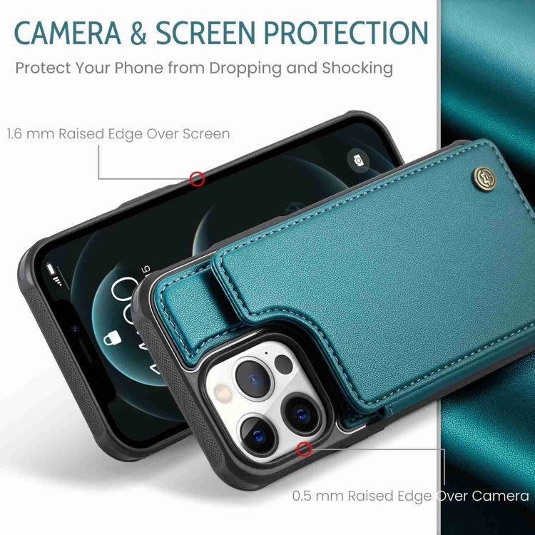 For iPhone 12 Pro Max CaseMe C22 Card Slots Holder RFID Anti-theft Phone Case(Blue Green) - iPhone 12 Pro Max Cases by CaseMe | Online Shopping UK | buy2fix