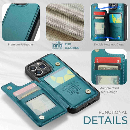 For iPhone 13 Pro CaseMe C22 Card Slots Holder RFID Anti-theft Phone Case(Blue Green) - iPhone 13 Pro Cases by CaseMe | Online Shopping UK | buy2fix