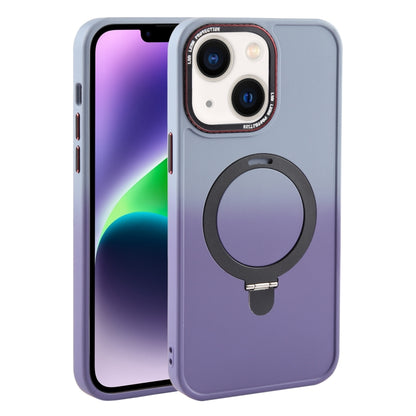 For iPhone 14 Plus Gradient MagSafe Holder Liquid TPU Hybrid PC Phone Case(Blue Purple) - iPhone 14 Plus Cases by buy2fix | Online Shopping UK | buy2fix