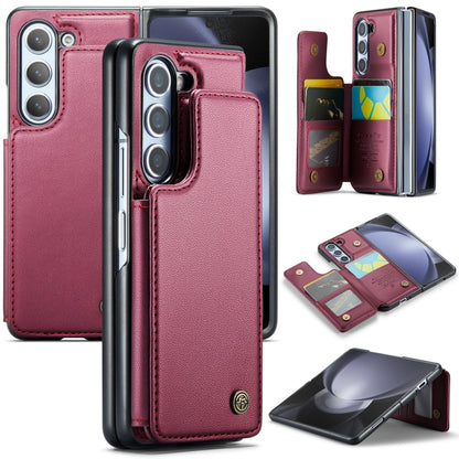 For Samsung Galaxy Z Fold5 CaseMe C22 PC+TPU Business Style RFID Anti-theft Leather Phone Case(Wine Red) - Galaxy Z Fold5 Cases by CaseMe | Online Shopping UK | buy2fix