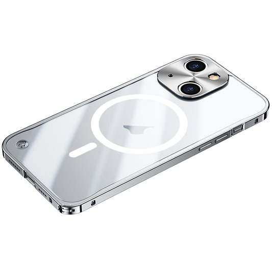 For iPhone 15 Plus Metal Frame Frosted PC Shockproof MagSafe Case(Silver) - iPhone 15 Plus Cases by buy2fix | Online Shopping UK | buy2fix
