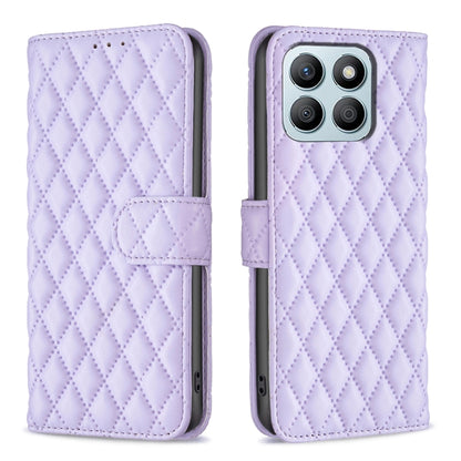 For Honor X8b Diamond Lattice Wallet Flip Leather Phone Case(Purple) - Honor Cases by buy2fix | Online Shopping UK | buy2fix