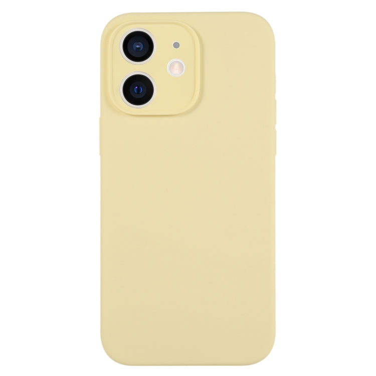 For iPhone 12 Pure Color Liquid Silicone Fine Pore Phone Case(Creamy Yellow) - iPhone 12 / 12 Pro Cases by buy2fix | Online Shopping UK | buy2fix