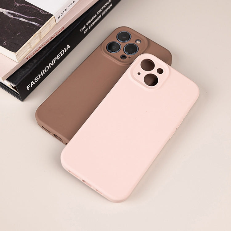 For iPhone 14 Plus Pure Color Liquid Silicone Fine Pore Phone Case(Light Brown) - iPhone 14 Plus Cases by buy2fix | Online Shopping UK | buy2fix