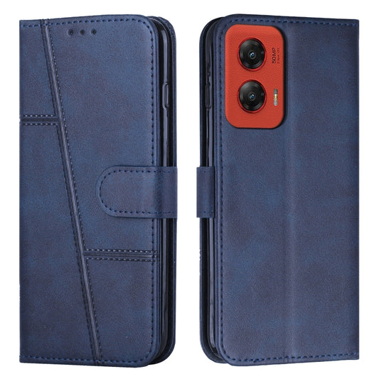 For Motorola Moto G Stylus 5G 2024 Stitching Calf Texture Buckle Leather Phone Case(Blue) - Motorola Cases by buy2fix | Online Shopping UK | buy2fix