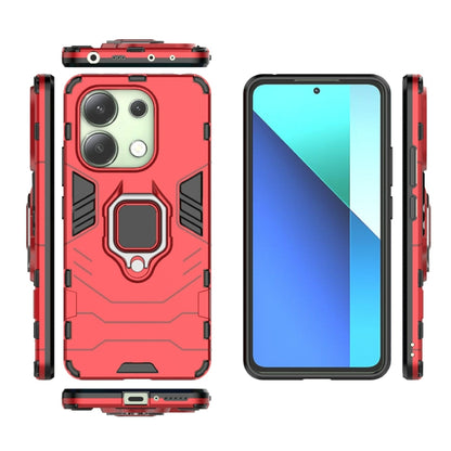 For Xiaomi Redmi Note 13 4G Shockproof PC + TPU Holder Phone Case(Red) - Note 13 Cases by buy2fix | Online Shopping UK | buy2fix