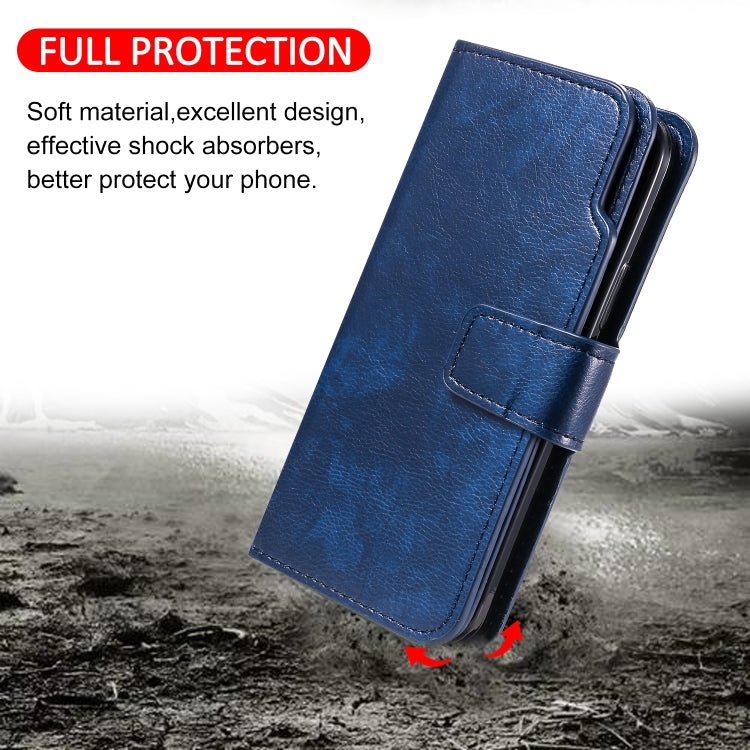 For iPhone 16 Tri-Fold 9-Card Wallets Leather Phone Case(Blue) - iPhone 16 Cases by buy2fix | Online Shopping UK | buy2fix