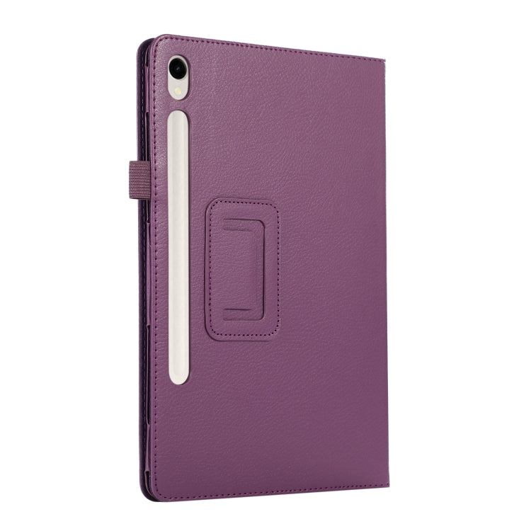 For Samsung Galaxy Tab S9 Litchi Texture Leather Tablet Case with Holder(Purple) - Other Galaxy Tab PC by buy2fix | Online Shopping UK | buy2fix