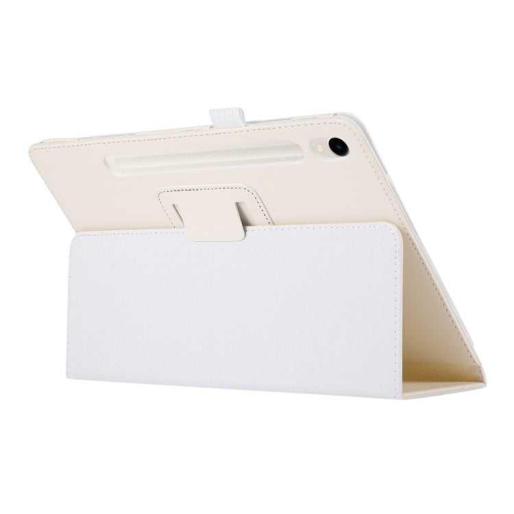 For Samsung Galaxy Tab S9+ Litchi Texture Leather Tablet Case with Holder(White) - Other Galaxy Tab PC by buy2fix | Online Shopping UK | buy2fix