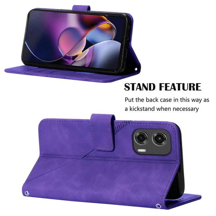 For Motorola Moto G Stylus 5G 2024 Crossbody 3D Embossed Flip Leather Phone Case(Purple) - Motorola Cases by buy2fix | Online Shopping UK | buy2fix