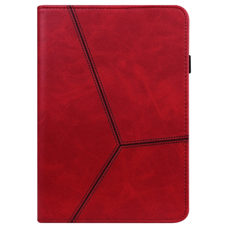 For Samsung Galaxy Tab S9 / S9 FE Solid Color Stripe Embossed Leather Tablet Case(Red) - Galaxy Tab S9 FE by buy2fix | Online Shopping UK | buy2fix