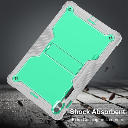 For Samsung Galaxy Tab S9+ Shockproof Silicone Hybrid PC Tablet Case with Holder(Mint Green + Grey) - Galaxy Tab S9+ Cases by buy2fix | Online Shopping UK | buy2fix