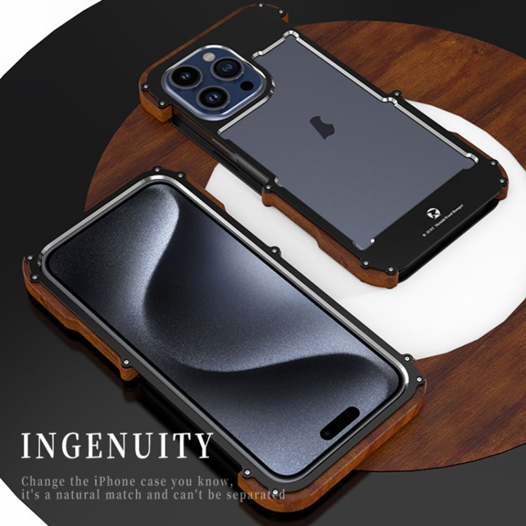 For iPhone 16 Pro R-JUST Ironwood Generation Metal Hybrid Wood Phone Case - iPhone 16 Pro Cases by R-JUST | Online Shopping UK | buy2fix