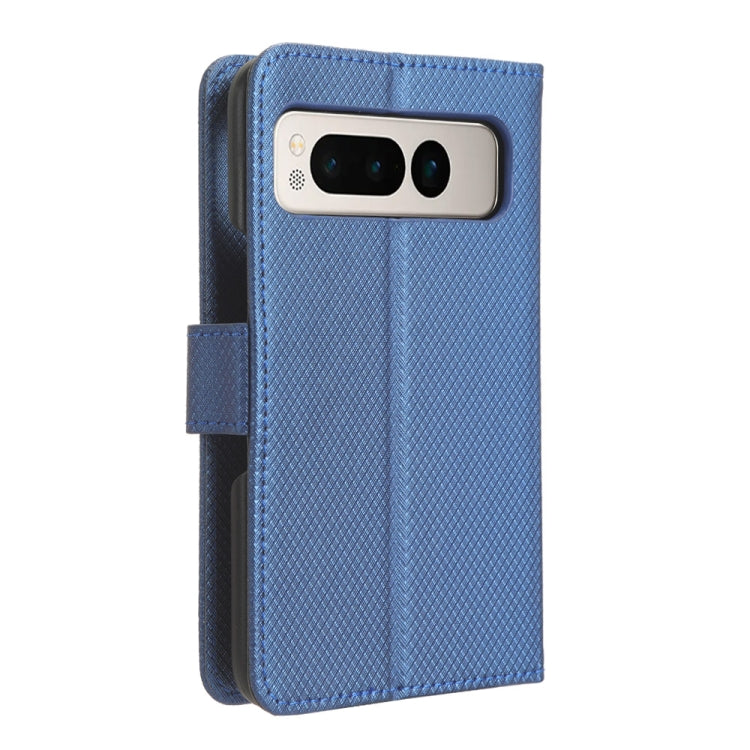 For Google Pixel Fold Diamond Texture Leather Phone Case(Blue) - Google Cases by buy2fix | Online Shopping UK | buy2fix