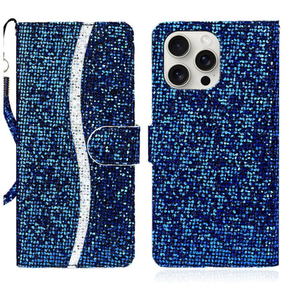 For iPhone 16 Pro Max Glitter Powder Filp Leather Phone Case(Blue) - iPhone 16 Pro Max Cases by buy2fix | Online Shopping UK | buy2fix