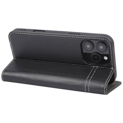 For iPhone 16 Pro Max GEBEI Top-grain Horizontal Flip Leather Phone Case(Black) - iPhone 16 Pro Max Cases by GEBEI | Online Shopping UK | buy2fix