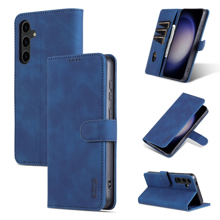 For Samsung Galaxy S24 5G AZNS Skin Feel Calf Texture Flip Leather Phone Case(Blue) - Galaxy S24 5G Cases by AZNS | Online Shopping UK | buy2fix