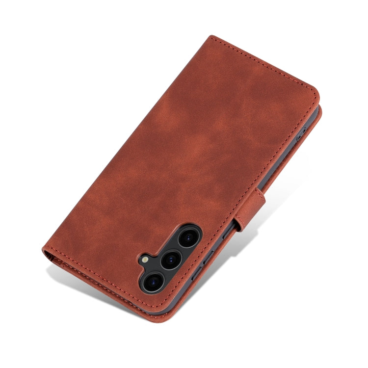 For Samsung Galaxy S24+ 5G AZNS Skin Feel Calf Texture Flip Leather Phone Case(Brown) - Galaxy S24+ 5G Cases by AZNS | Online Shopping UK | buy2fix