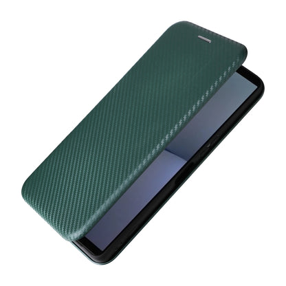 For Sony Xperia 1 VI 2024 Carbon Fiber Texture Flip Leather Phone Case(Green) - Sony Cases by buy2fix | Online Shopping UK | buy2fix