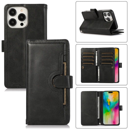 For iPhone 16 Pro Wristband Card Slot Leather Phone Case(Black) - iPhone 16 Pro Cases by buy2fix | Online Shopping UK | buy2fix