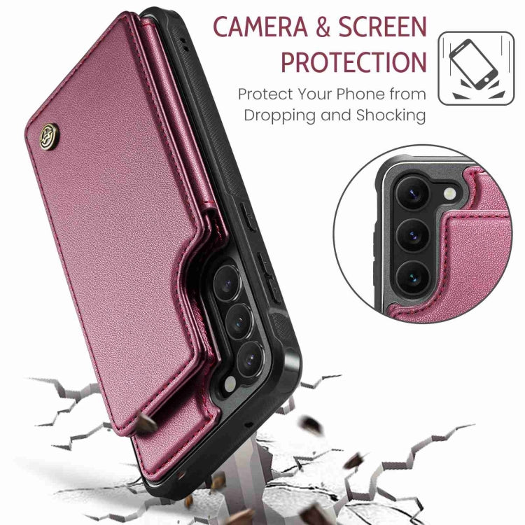 For Samsung Galaxy S23+ 5G CaseMe C22 Card Slots Holder RFID Anti-theft Phone Case(Wine Red) - Galaxy S23+ 5G Cases by CaseMe | Online Shopping UK | buy2fix