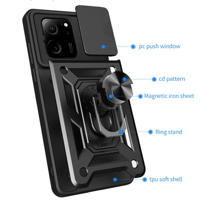 For Xiaomi 13T/13T Pro/Redmi K60 Ultra Sliding Camera Cover Design TPU Hybrid PC Phone Case(Blue) - Redmi K60 Ultra Cases by buy2fix | Online Shopping UK | buy2fix