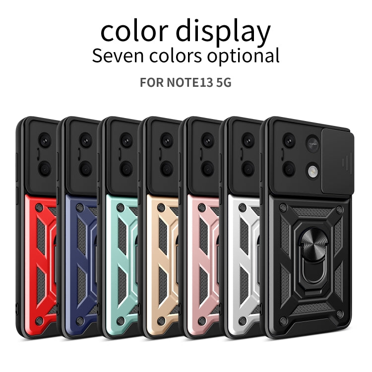 For Xiaomi Redmi Note 13 5G Sliding Camera Cover Design TPU Hybrid PC Phone Case(Silver) - Note 13 Cases by buy2fix | Online Shopping UK | buy2fix