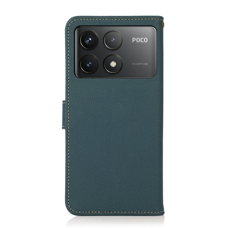 For Xiaomi Redmi K70 KHAZNEH Custer Texture RFID Genuine Leather Phone Case(Green) - K70 Cases by buy2fix | Online Shopping UK | buy2fix