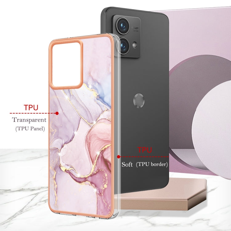 For Motorola Moto G84 Electroplating Marble Dual-side IMD Phone Case(Rose Gold 005) - Motorola Cases by buy2fix | Online Shopping UK | buy2fix