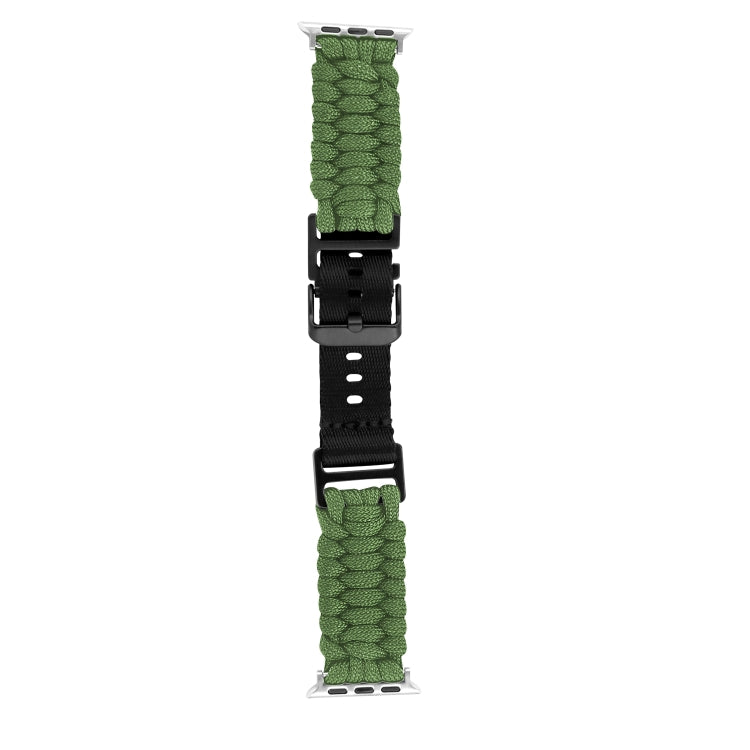 For Apple Watch Ultra 49mm Paracord Plain Braided Webbing Buckle Watch Band(Army Green) - Watch Bands by buy2fix | Online Shopping UK | buy2fix