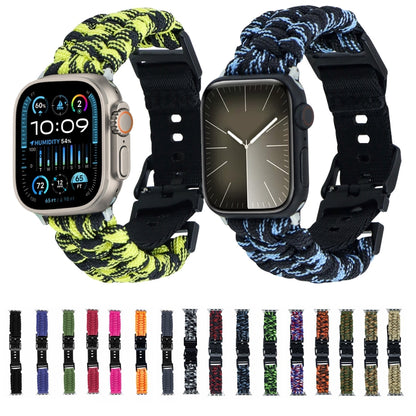 For Apple Watch Ultra 49mm Paracord Plain Braided Webbing Buckle Watch Band(Blue Green) - Watch Bands by buy2fix | Online Shopping UK | buy2fix