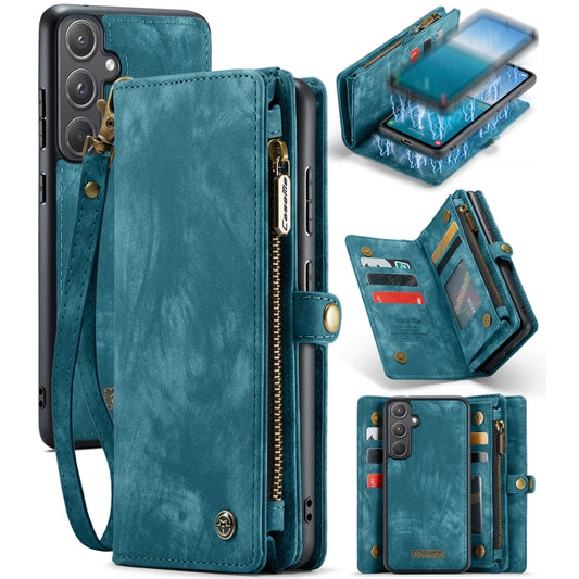 For Samsung Galaxy A55 5G CaseMe 008 Multifunctional Zipper Wallet Leather Phone Case with Lanyard(Blue) - Galaxy Phone Cases by CaseMe | Online Shopping UK | buy2fix