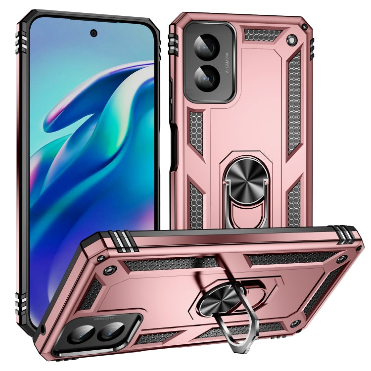 For Motorola Moto G Power 5G 2024 Shockproof TPU + PC Phone Case with Holder(Rose Gold) - Motorola Cases by buy2fix | Online Shopping UK | buy2fix