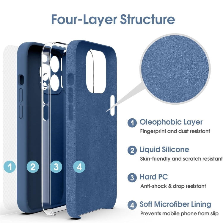 For iPhone 16 Plus Microfiber Liquid Silicone Shockproof Phone Case(Blue) - iPhone 16 Plus Cases by buy2fix | Online Shopping UK | buy2fix