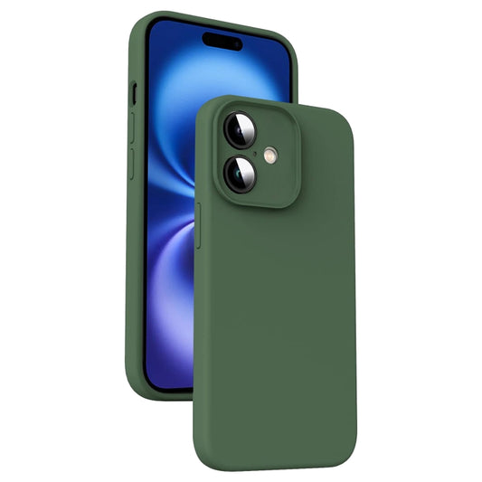 For iPhone 16 Microfiber Liquid Silicone Shockproof Phone Case(Dark Green) - iPhone 16 Cases by buy2fix | Online Shopping UK | buy2fix