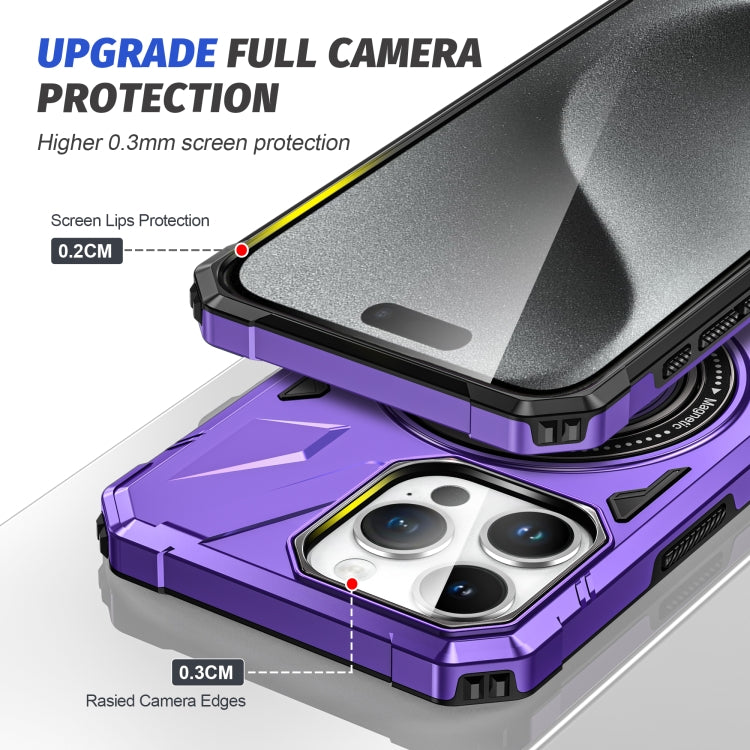 For iPhone 15 MagSafe Magnetic Shockproof Phone Case with Ring Holder(Purple) - iPhone 15 Cases by buy2fix | Online Shopping UK | buy2fix