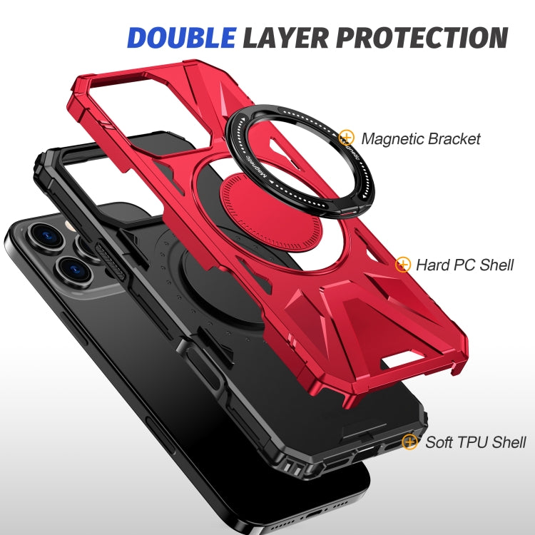 For iPhone 16 Pro MagSafe Magnetic Shockproof Phone Case with Ring Holder(Red) - iPhone 16 Pro Cases by buy2fix | Online Shopping UK | buy2fix