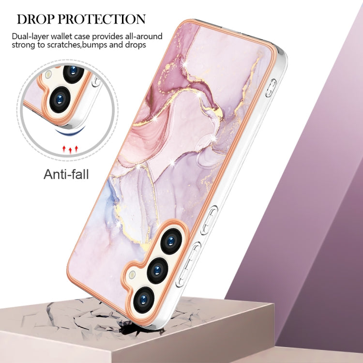 For Samsung Galaxy S24+ 5G Electroplating Marble Dual-side IMD Phone Case(Rose Gold 005) - Galaxy S24+ 5G Cases by buy2fix | Online Shopping UK | buy2fix