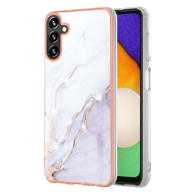 For Samsung Galaxy A55 5G Electroplating Marble Dual-side IMD Phone Case(White 006) - Galaxy Phone Cases by buy2fix | Online Shopping UK | buy2fix