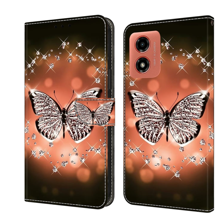 For Motorola Moto G04 Crystal 3D Shockproof Protective Leather Phone Case(Crystal Butterfly) - Motorola Cases by buy2fix | Online Shopping UK | buy2fix