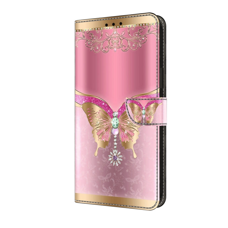 For Motorola Moto G34 Crystal 3D Shockproof Protective Leather Phone Case(Pink Bottom Butterfly) - Motorola Cases by buy2fix | Online Shopping UK | buy2fix