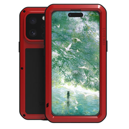 For iPhone 16 Pro LOVE MEI Metal Shockproof Life Waterproof Dustproof Phone Case(Red) - iPhone 16 Pro Cases by LOVE MEI | Online Shopping UK | buy2fix