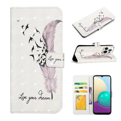 For iPhone 16 Pro Oil Embossed 3D Drawing Leather Phone Case(Feather) - iPhone 16 Pro Cases by buy2fix | Online Shopping UK | buy2fix