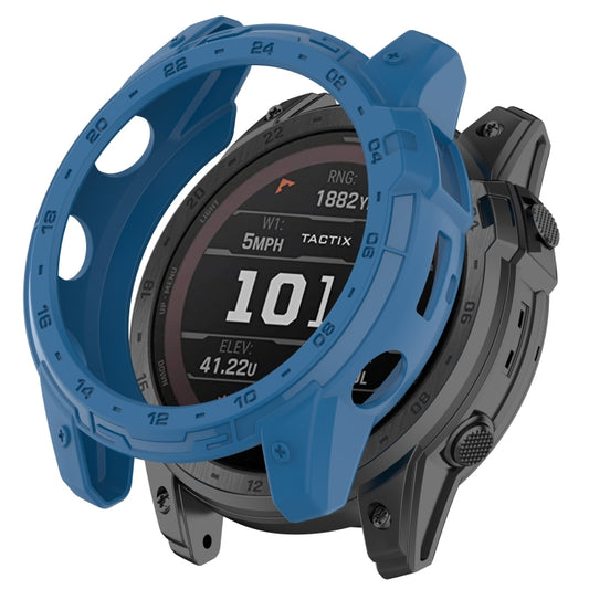 For Garmin Tactix 7 Amoled Armor Hollow TPU Watch Protective Case(Dark Blue) - Watch Cases by buy2fix | Online Shopping UK | buy2fix