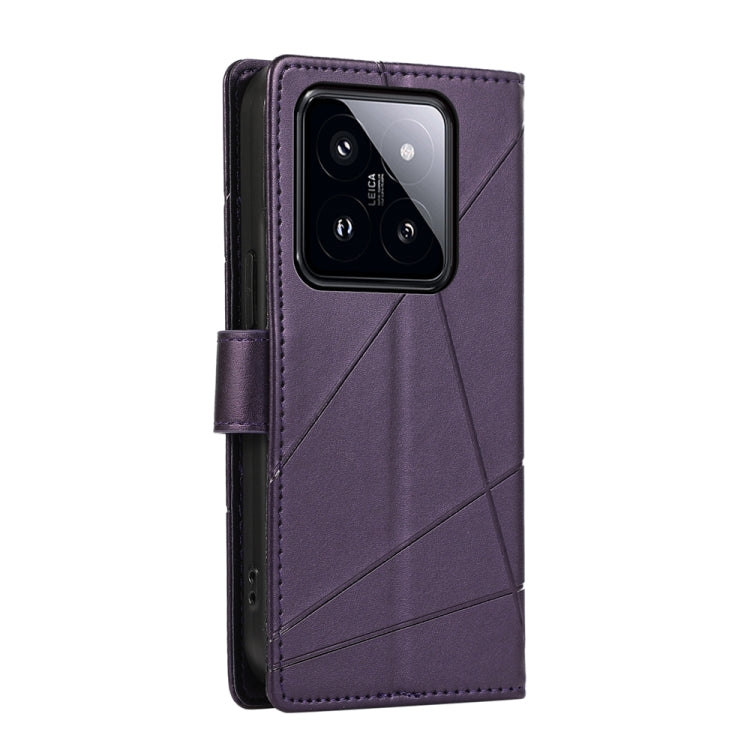 For Xiaomi 14 Pro PU Genuine Leather Texture Embossed Line Phone Case(Purple) - 14 Pro Cases by buy2fix | Online Shopping UK | buy2fix