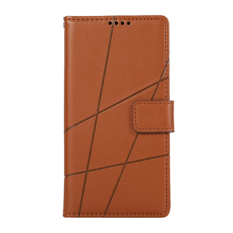 For Xiaomi Redmi Note 13 4G PU Genuine Leather Texture Embossed Line Phone Case(Brown) - Note 13 Cases by buy2fix | Online Shopping UK | buy2fix
